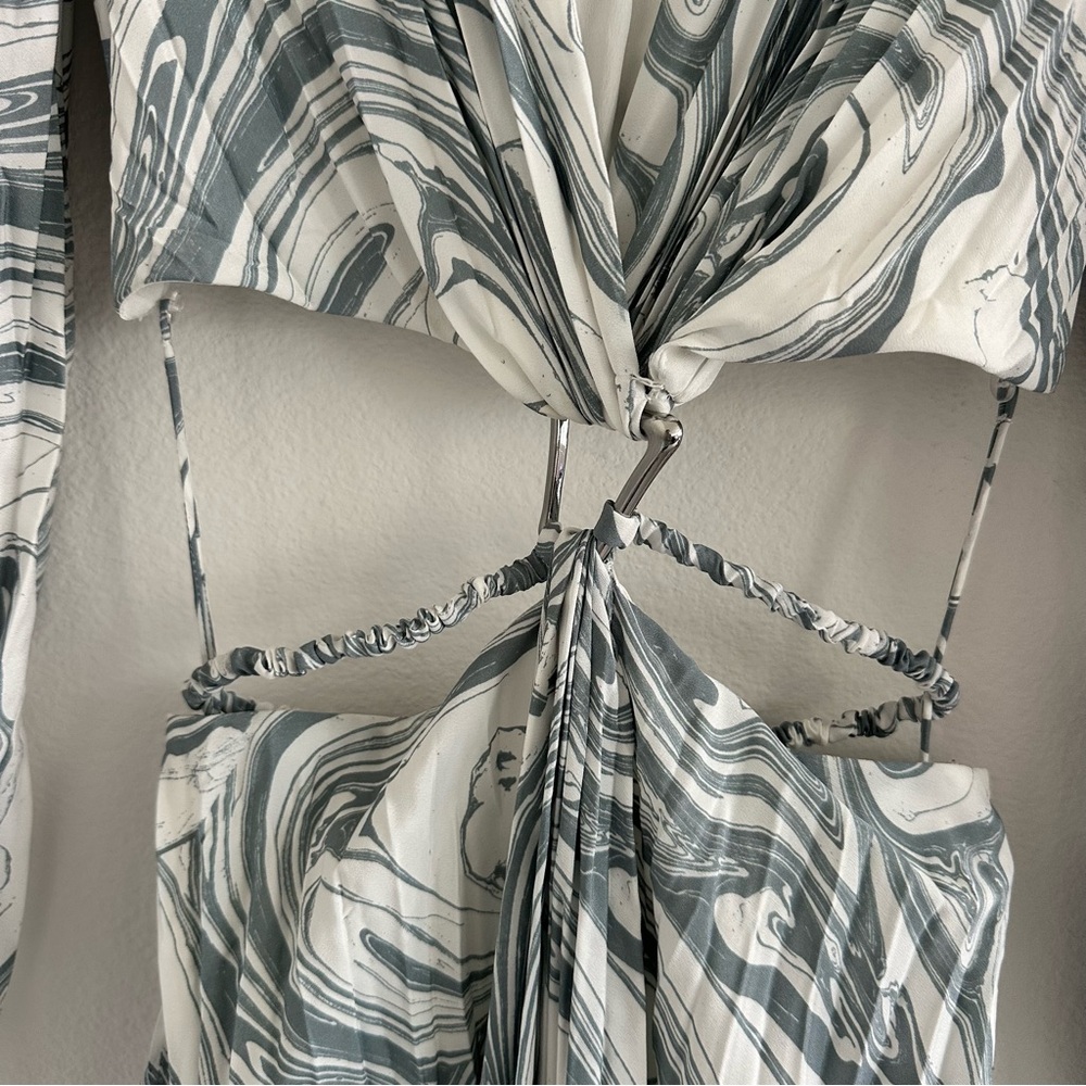 Jonathan Simkhai Priya Swirl Print Waist Cut-Out Dress Size: 2 - Picture 5 of 14